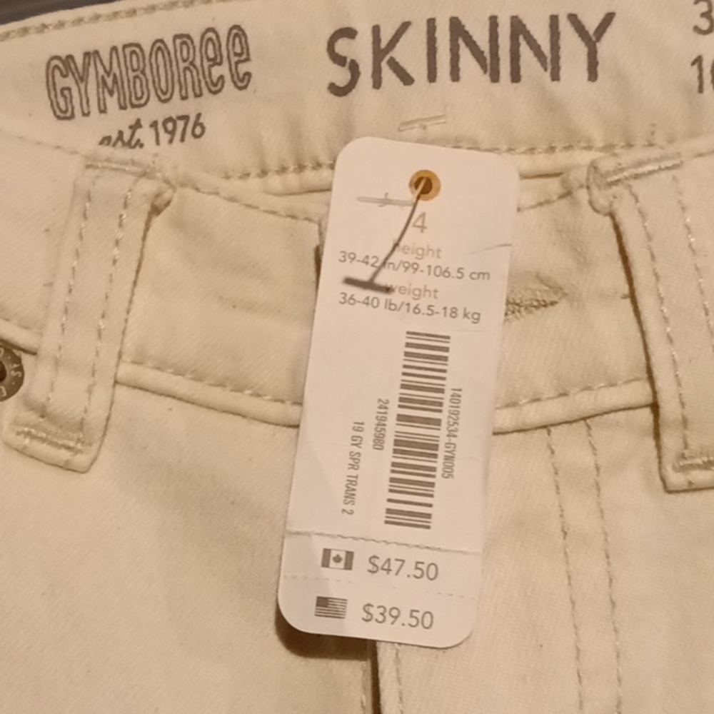 FINAL PRICE NWT GYMBOREE beige skinny jeans Size 4